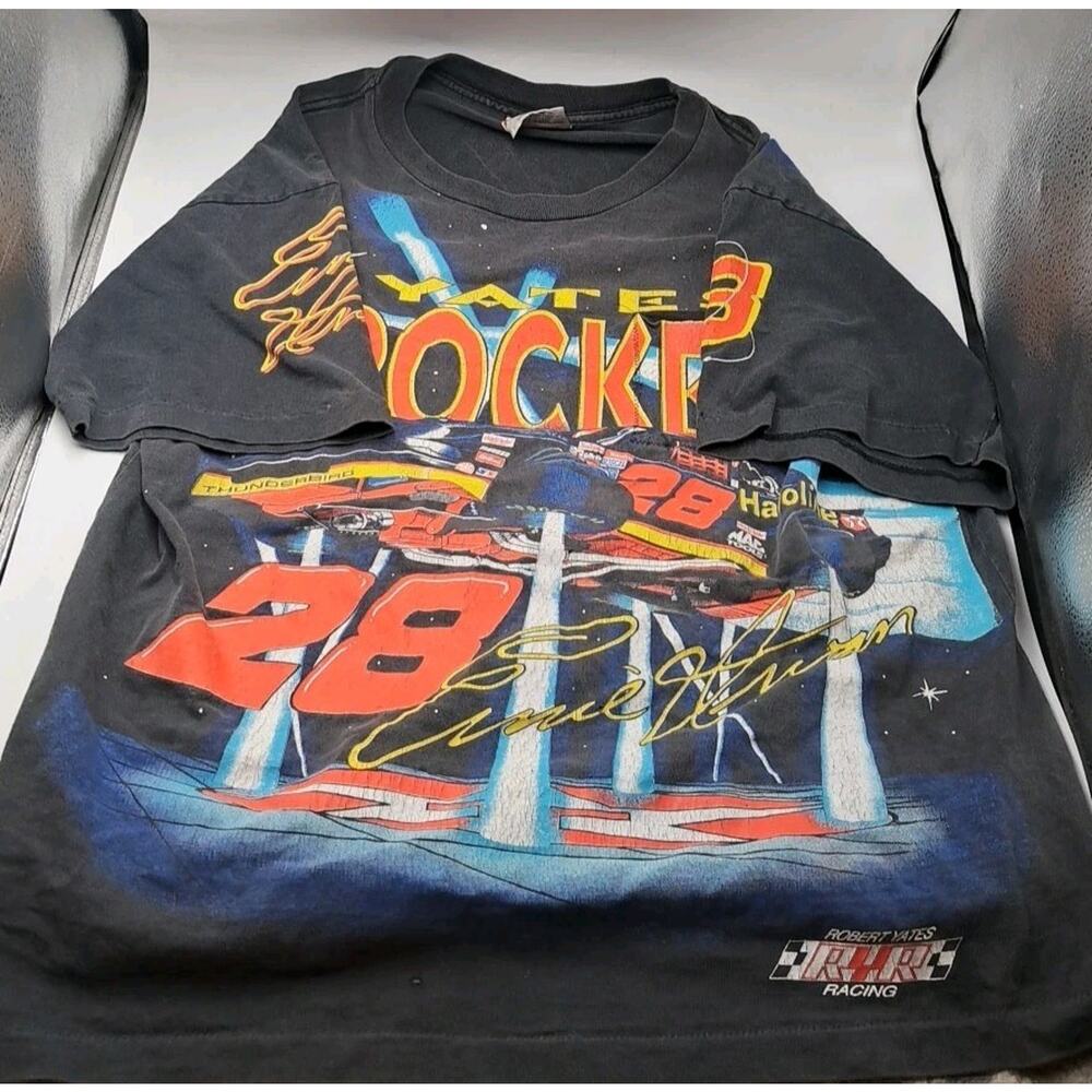 Vintage 90s Nascar XL #28 Ernie Irvan Shirt Yates Rocket Racing POCKET ADDED